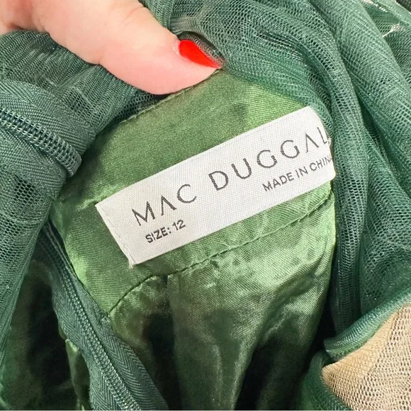 Mac Duggal EMBELLISHED BUTTERFLY SLEEVE VELVET HEM MIDI DRESS size 12 NWT - Picture 4 of 11